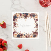 Roest Terracotta Navy Cream Elegante Bloemen Huwel Servet (Insitu)