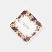 Roest Terracotta Navy Cream Elegante Bloemen Huwel Servet (Hoek)