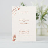 Roest Terracotta Pampagras Boho Bruiloft Save The Date (Staand voorkant)