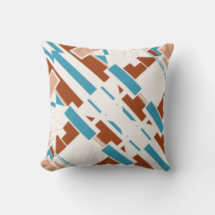 Roest turquoise beige witte diagonale zuidwestelij kussen