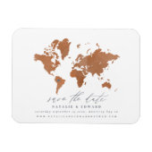 Roest waterverf wereldkaart bruiloft aankondiging magneet (Horizontaal)