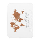 Roest waterverf wereldkaart bruiloft aankondiging magneet (Verticaal)