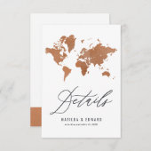 Roest waterverf wereldkaart bruiloft details RSVP kaartje (Voorkant / Achterkant)
