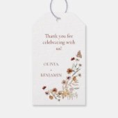 Roest Wilde Bloem Vlinder Boho Huwelijk op Maat Cadeaulabel (Achterkant)