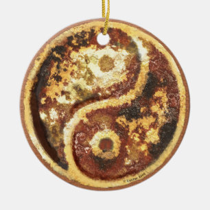 Roest Yin Yang Keramisch Ornament