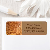 Roestachtig western land, cowboy-leren etiket (Insitu)