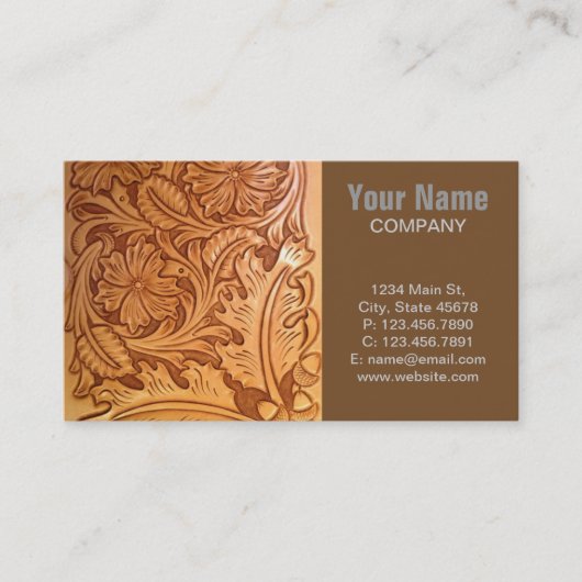 Roestachtig western land, cowboy-leren visitekaartje (Voorkant)