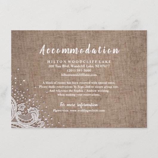 Roestachtige kant en houtsnipige glitteraccommodat informatiekaartje (Voorkant)