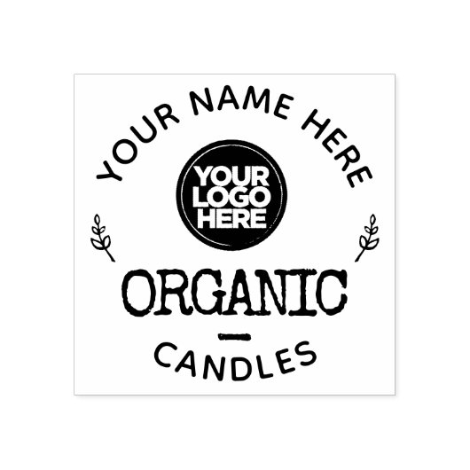 Roestachtige Logo, organische kaarsen Jam Product Rubberstempel (Afrduk)