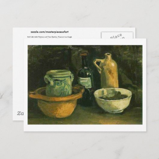 Roestbakken en twee flessen (F57)Van Gogh Fine Art Briefkaart (Voorkant / Achterkant)