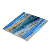 roestblauwe houtplaten tegeltje (Zijkant)