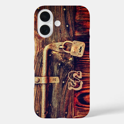 Roestbruin antiek braslock met hout Case-Mate iPhone case (Achterkant)