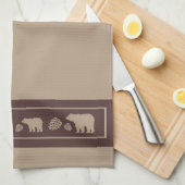 Roestbruin beige beer pinecone keukenhanddoek (Quarter Fold)
