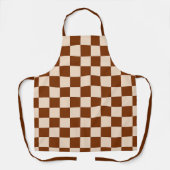 Roestbruin en beige schaakbordpatroon schort (Voorkant)