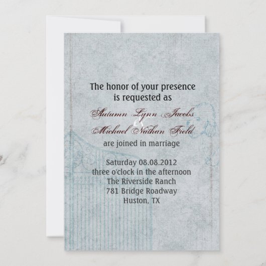 roestbruin hout met goudmadeliefje bruiloft kaart (Achterkant)