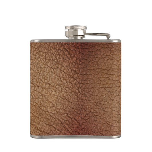 Roestbruin leder zwarte goudkleurige monogram heupfles (Achterkant)