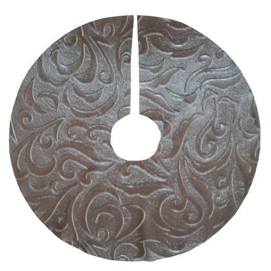 Roestbruin western landlederpatroon kerstboom rok (Voorkant)