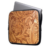 Roestbruin western landschapsleer laptop sleeve (Voorkant Links)
