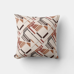 Roestbruine Beige Diagonale Abstracte Grote Tegels Kussen