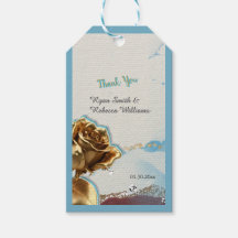 Roestbruine blauwe gouden trouwcadeautag