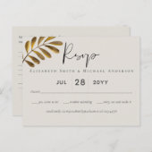 Roestbruine Bronzen Blad Bruiloft RSVP Briefkaart (Voorkant / Achterkant)