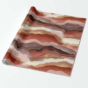 Roestbruine goudmarmer Contemporary Cadeaupapier