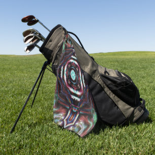 Roestbruine kaleidoscoop met details over de munt golfhanddoek