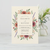 Roestbruine Zinnia Eucalyptus Bruiloft Kaart (Staand voorkant)