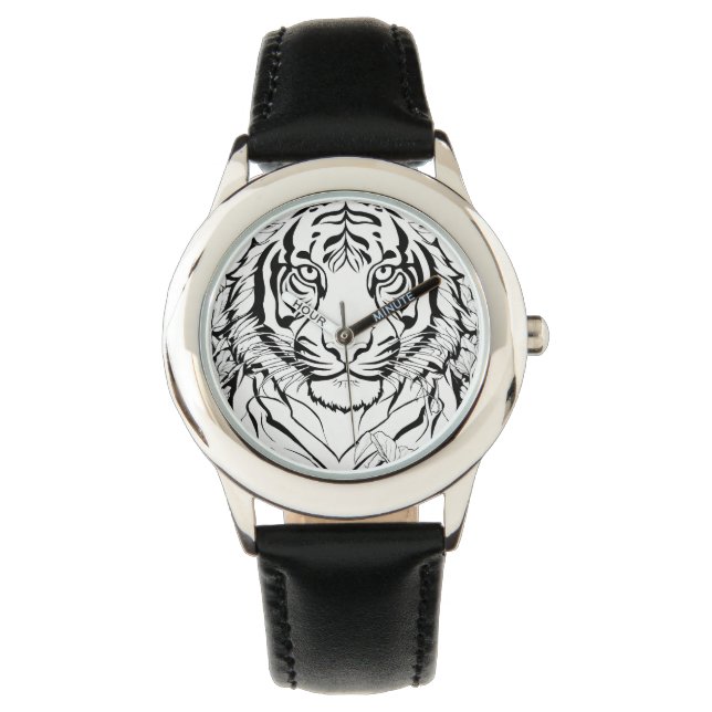 "Roestende stijl: Tijdstuk met tijger" Horloge (Voorkant)