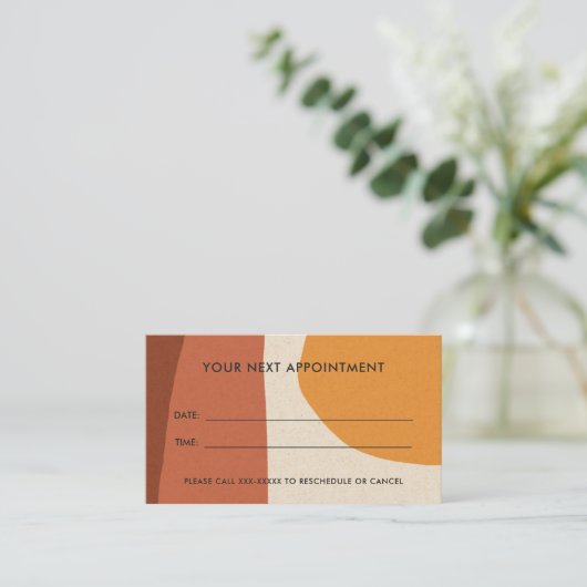 ROESTGEEL MODERN KRAFT ABSTRACTE KUNST AFSPRAAK VISITEKAARTJE (Staand voorkant)