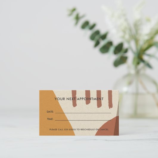 ROESTGEEL MODERN KRAFT ABSTRACTE KUNST AFSPRAAK VISITEKAARTJE (Staand voorkant)