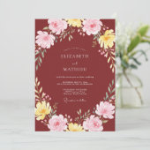 Roestgeel Wilde Bloemen Bruiloft Kaart (Staand voorkant)