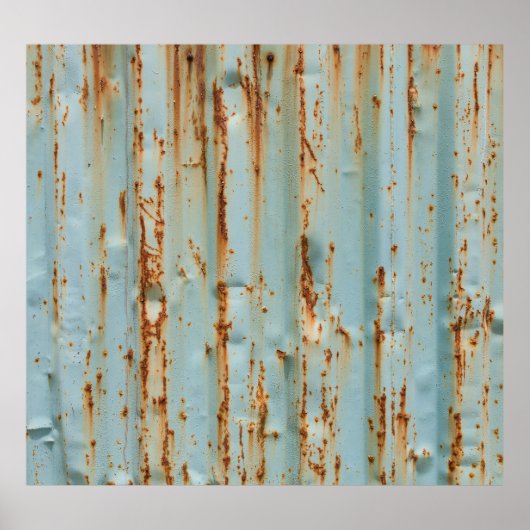 Roestig blauw geschilderd metaal textuur poster (Voorkant)