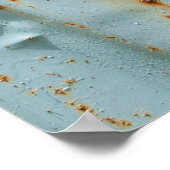 Roestig blauw geschilderd metaal textuur poster (Hoek)