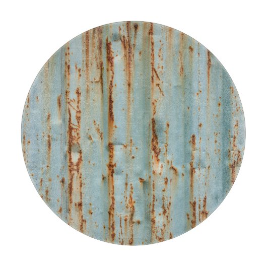 Roestig blauw geschilderd metaal textuur snijplank (Voorkant)