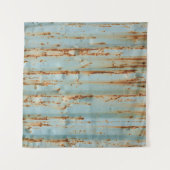 Roestig blauw geschilderd metaal textuur wandkleed (Voorkant (horizontaal))