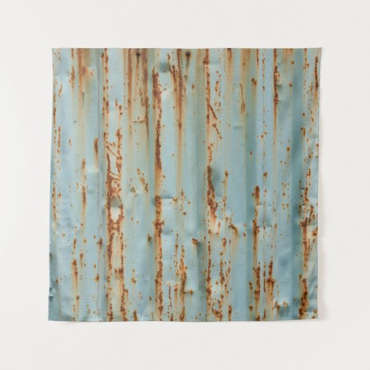 Roestig blauw geschilderd metaal textuur wandkleed (Voorkant)
