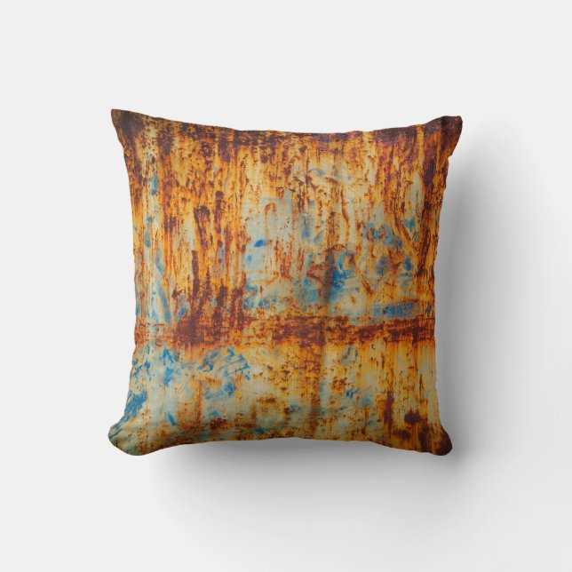 Roestig blauw metaal textuur kussen (Voorkant)