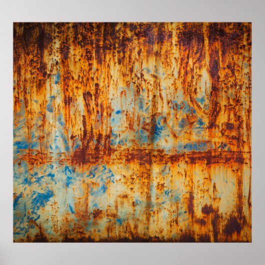 Roestig blauw metaal textuur poster (Voorkant)
