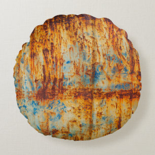 Roestig blauw metaal textuur rond kussen