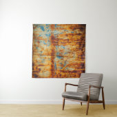 Roestig blauw metaal textuur wandkleed (In Situ (horizontaal))