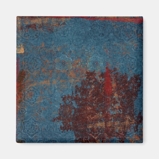 Roestig Blauw Patroon Achtergrond Magneet (Voorkant)