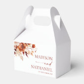 Roestig Bourgondië Bruine Bloemige Bloem Bruiloft Bedankdoosjes (Achterkant)