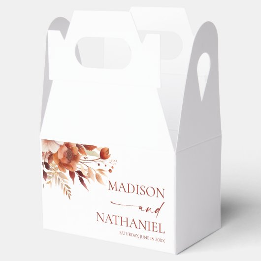 Roestig Bourgondië Bruine Bloemige Bloem Bruiloft Bedankdoosjes (Geopend)