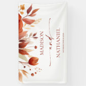 Roestig Bourgondisch Bruin Bloemig Bloem Bruids- Spandoek (Verticaal)