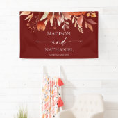 Roestig Bourgondisch Bruin Bloemig Bloem Bruiloft Spandoek (Insitu)
