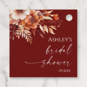 Roestig Burgundy Bruine Bloemige Bloem Bruidsfeest Bedankjes Labels (Achterkant)