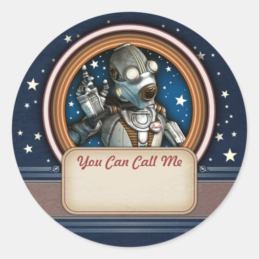 Roestig de Robot Naam Tag Stickers (Voorkant)
