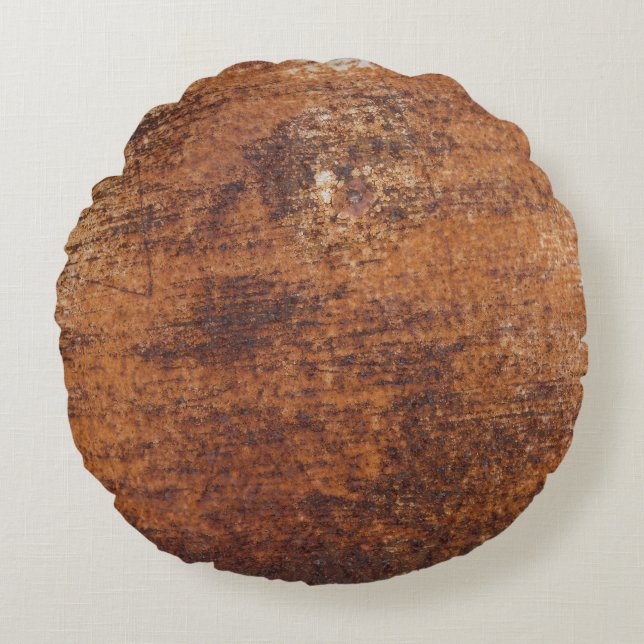 Roestig getextureerd metalen oppervlak rond kussen (Voorkant)