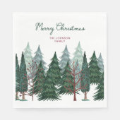 Roestig groene bomen bos kerstvakantie servet (Voorkant)